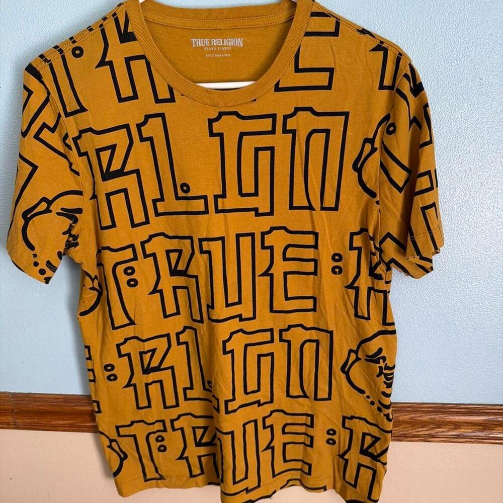 True religion yellow t shirt with